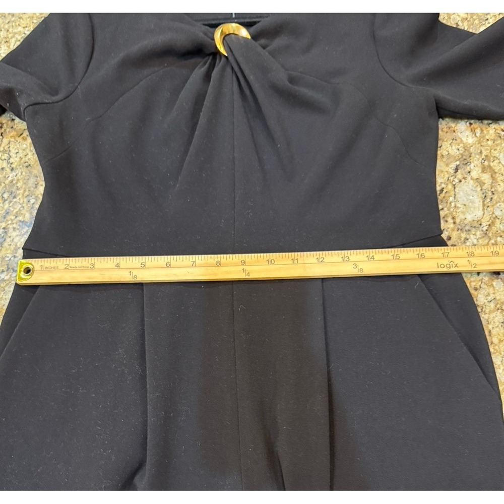 Donna Karan Black O-Ring Straight-Leg Twist Front Jumpsuit Size 12 - Picture 12 of 16